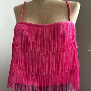 Altar'd State Hot Pink Fringe Spaghetti Strap Camisole